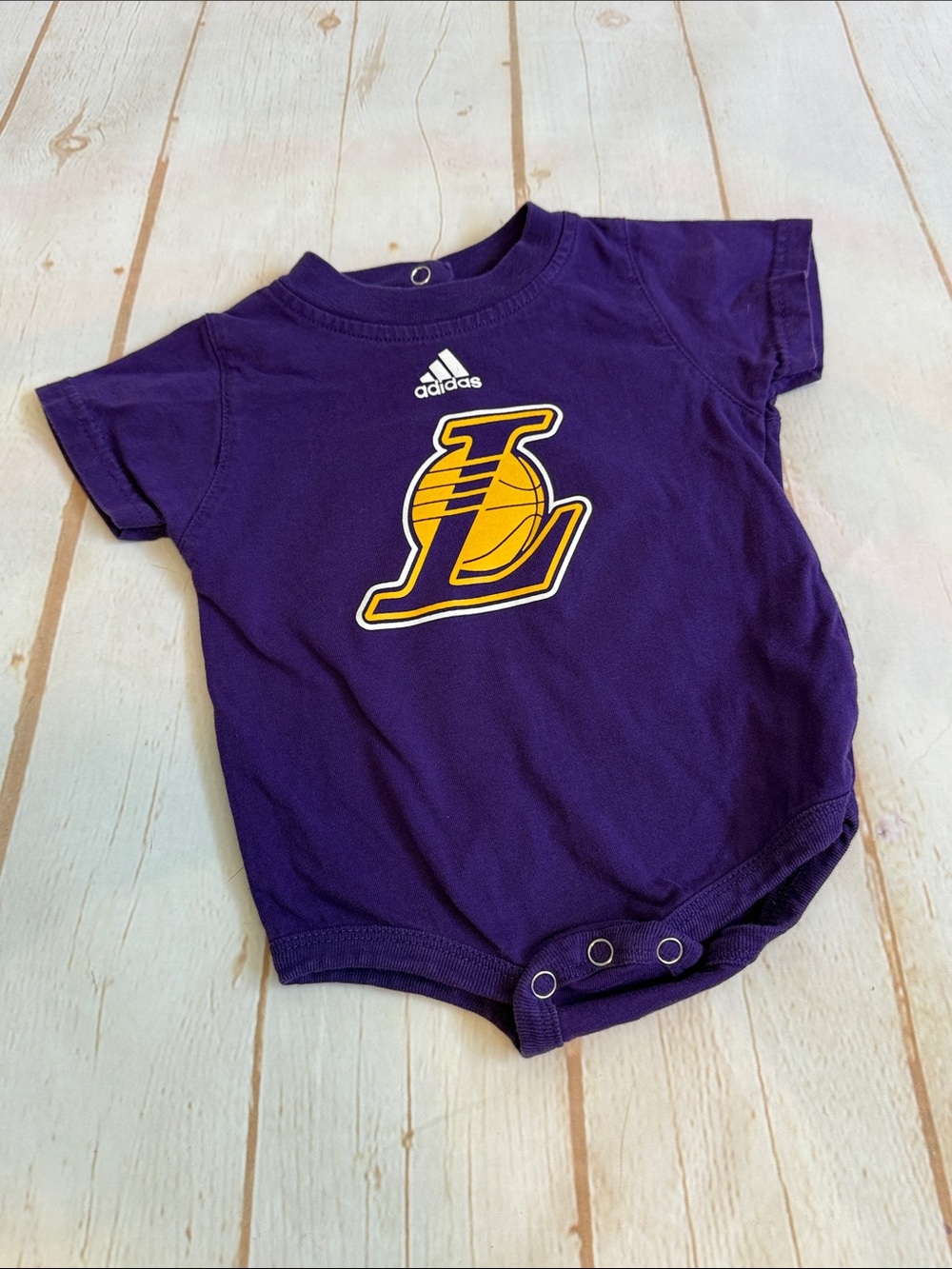 adidas Purple Los Angeles Lakers Infant Bodysuit with Gold Logo